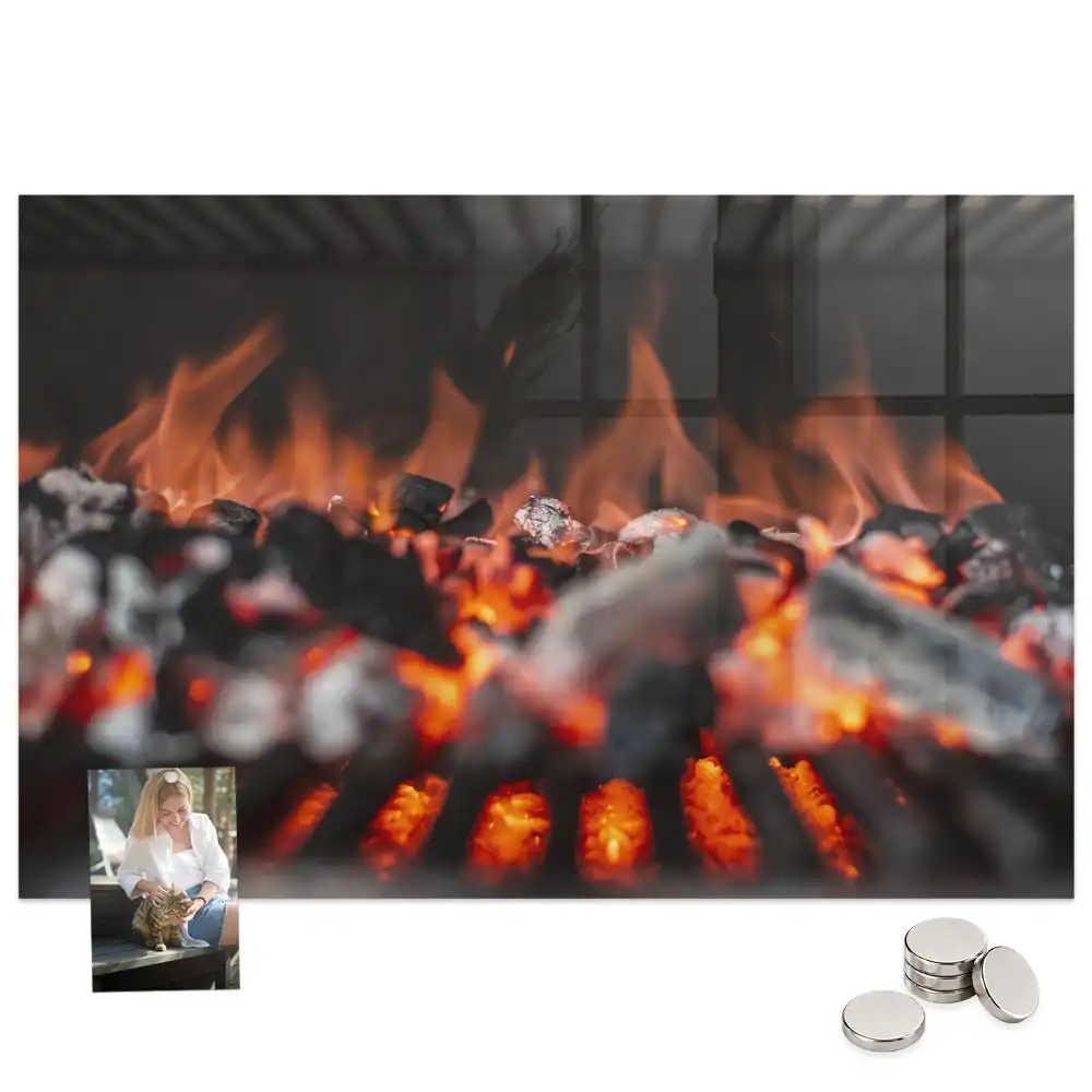 Tableau aimanté décoratif motif feu de gril