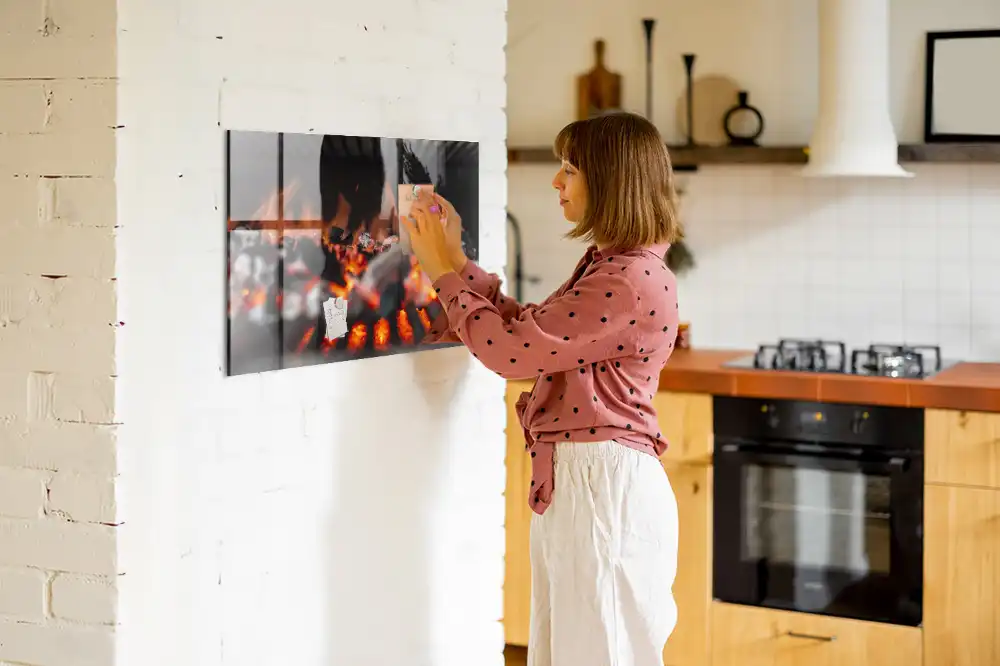 Tableau aimanté décoratif motif feu de gril