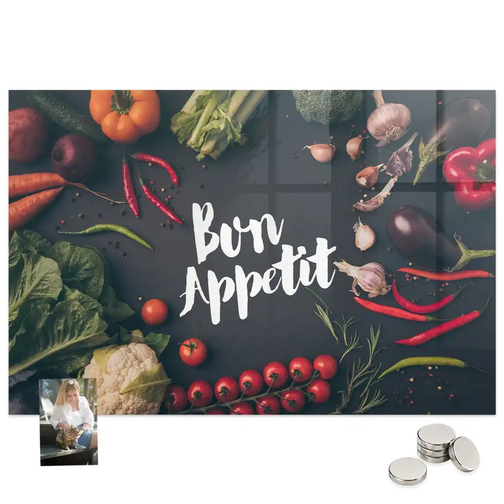 Tableau magnétique décoratif avec inscription Bon appétit