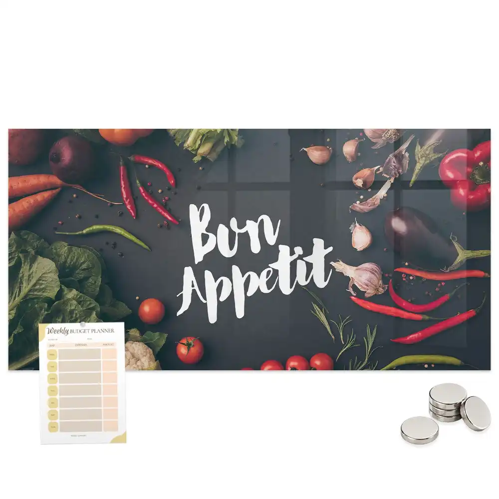 Tableau magnétique décoratif avec inscription Bon appétit