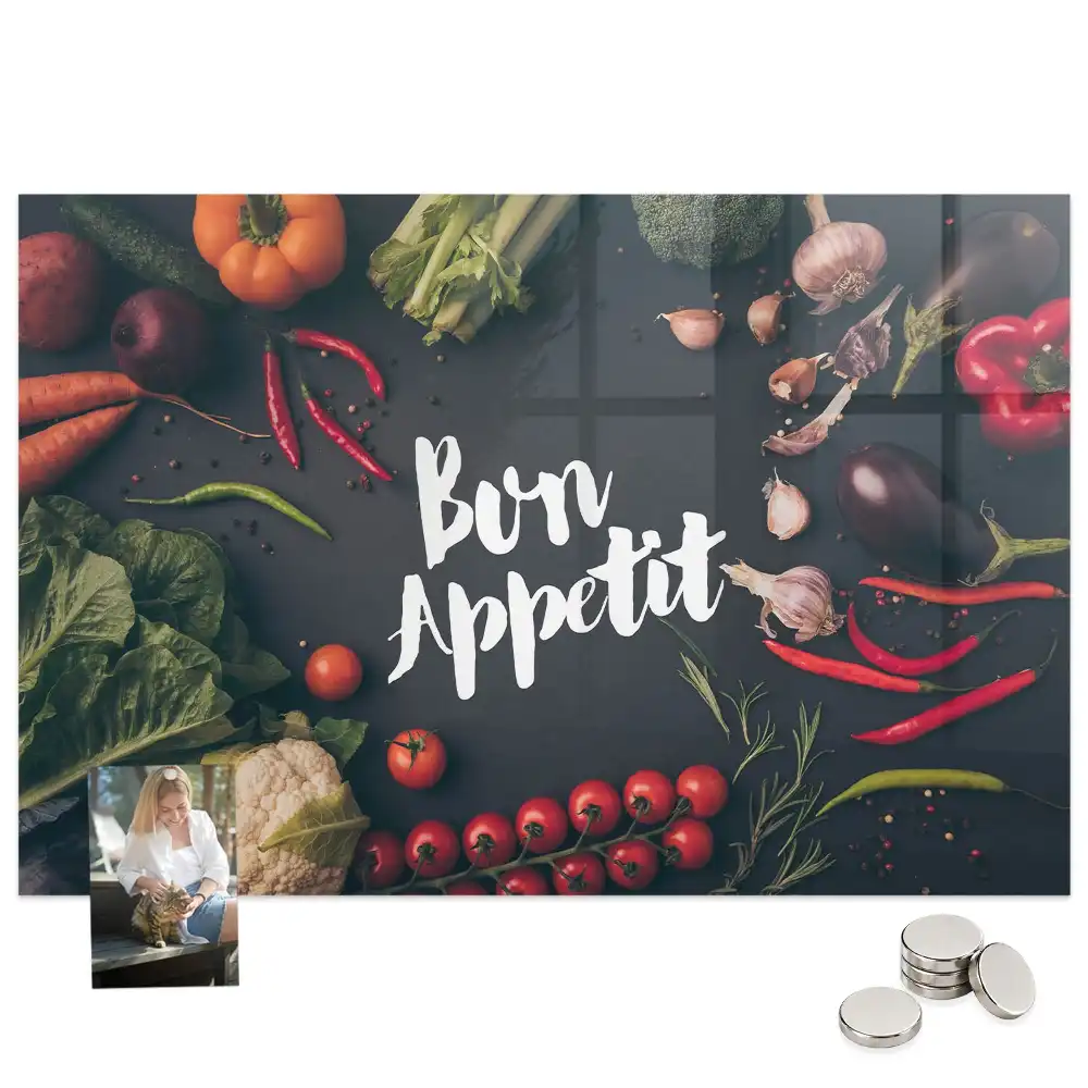 Tableau magnétique décoratif avec inscription Bon appétit