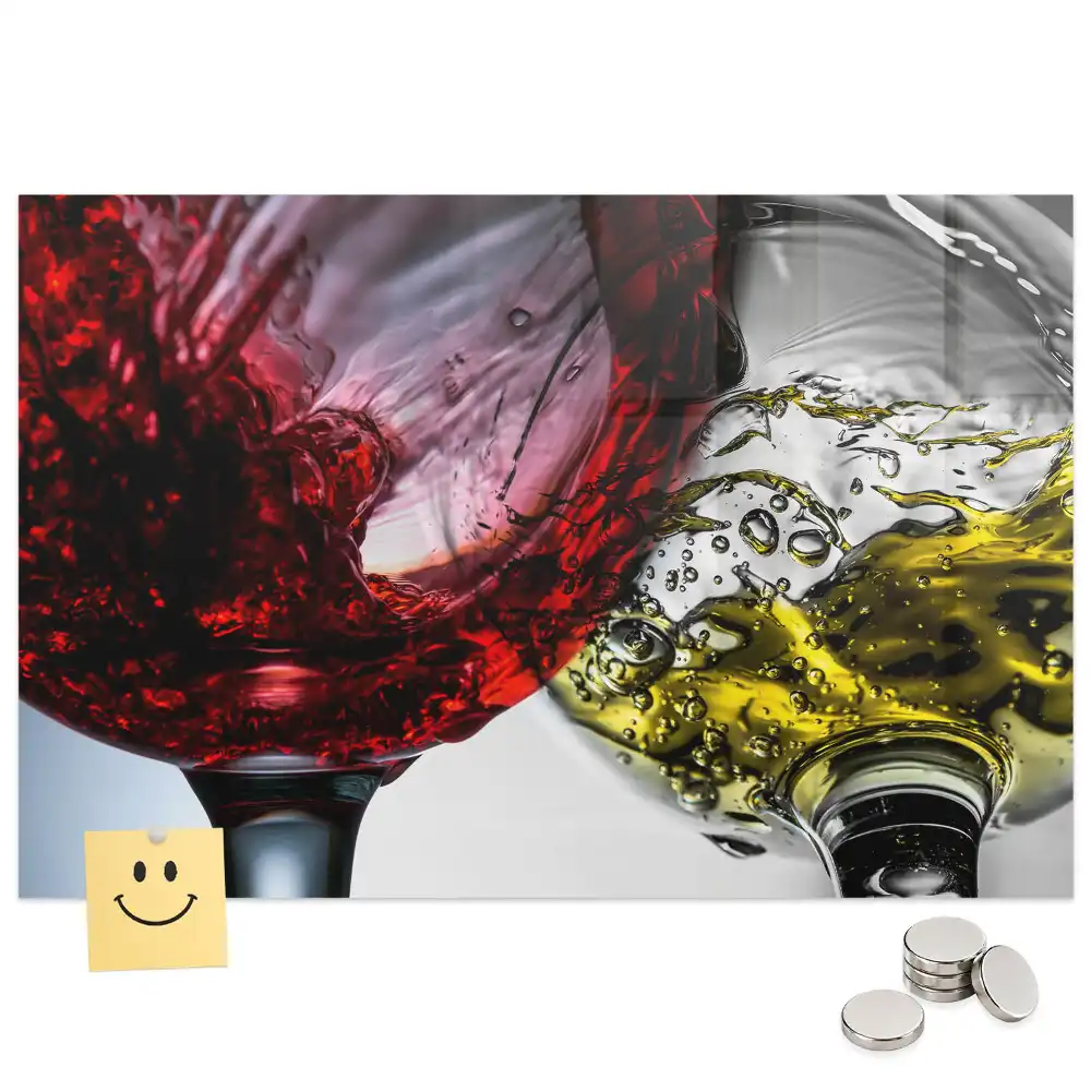Tableau magnétique en verre avec verres à vin