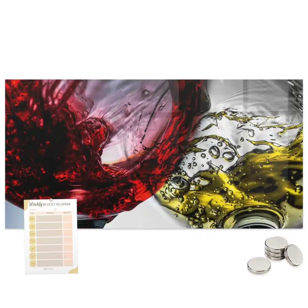 Tableau magnétique en verre avec verres à vin