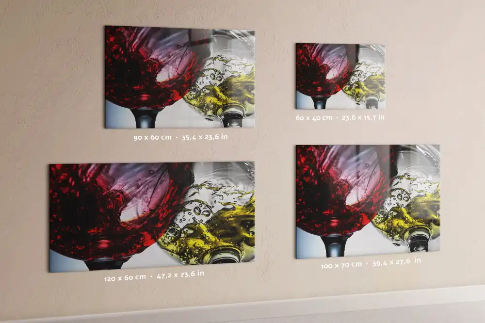 Tableau magnétique en verre avec verres à vin