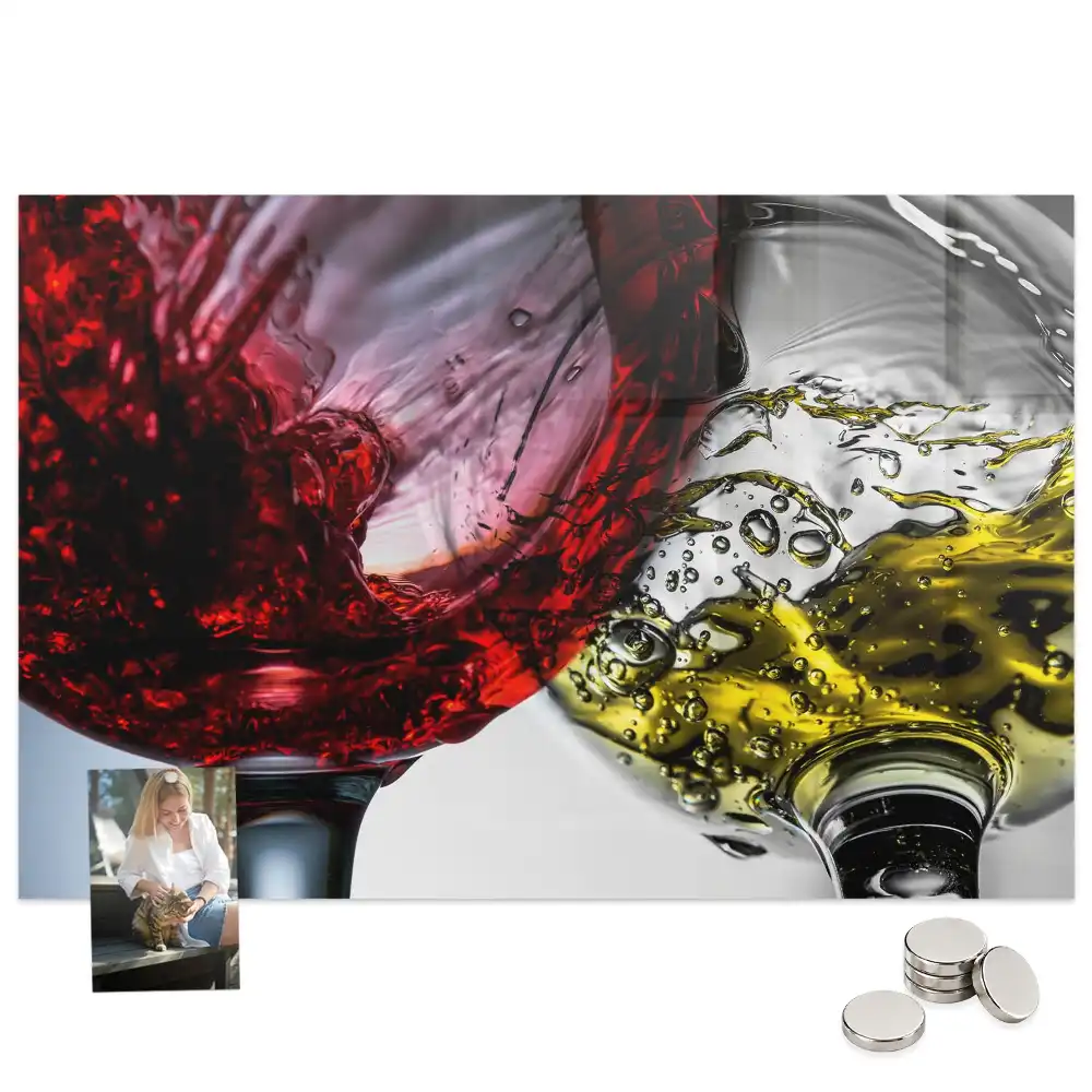 Tableau magnétique en verre avec verres à vin