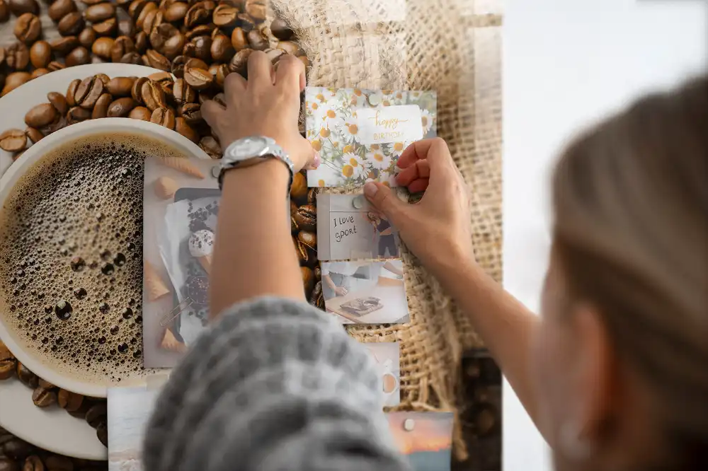 Tableau mural magnétique en toile de jute motif sac à café
