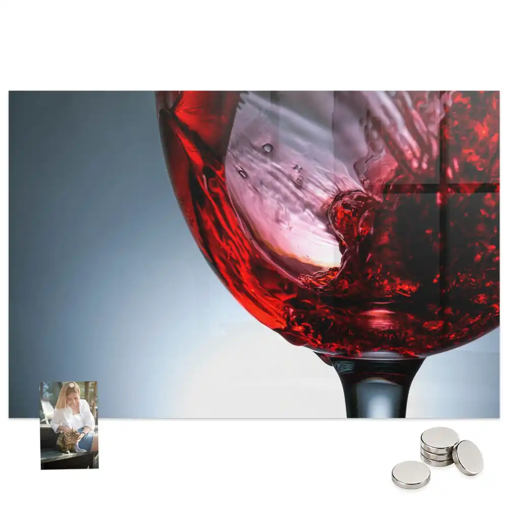 Tableau en verre magnétique un verre de vin