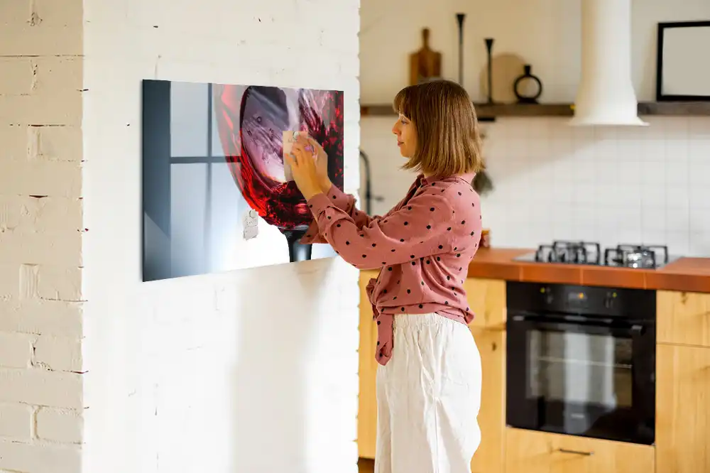 Tableau en verre magnétique un verre de vin