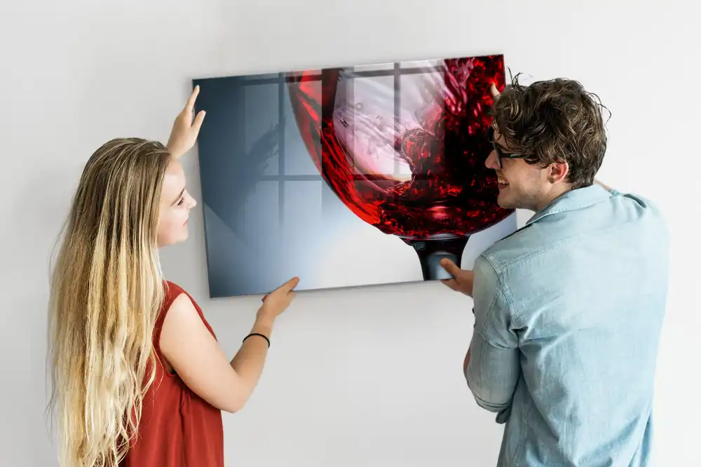 Tableau en verre magnétique un verre de vin