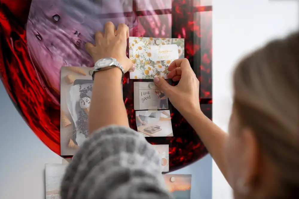 Tableau en verre magnétique un verre de vin