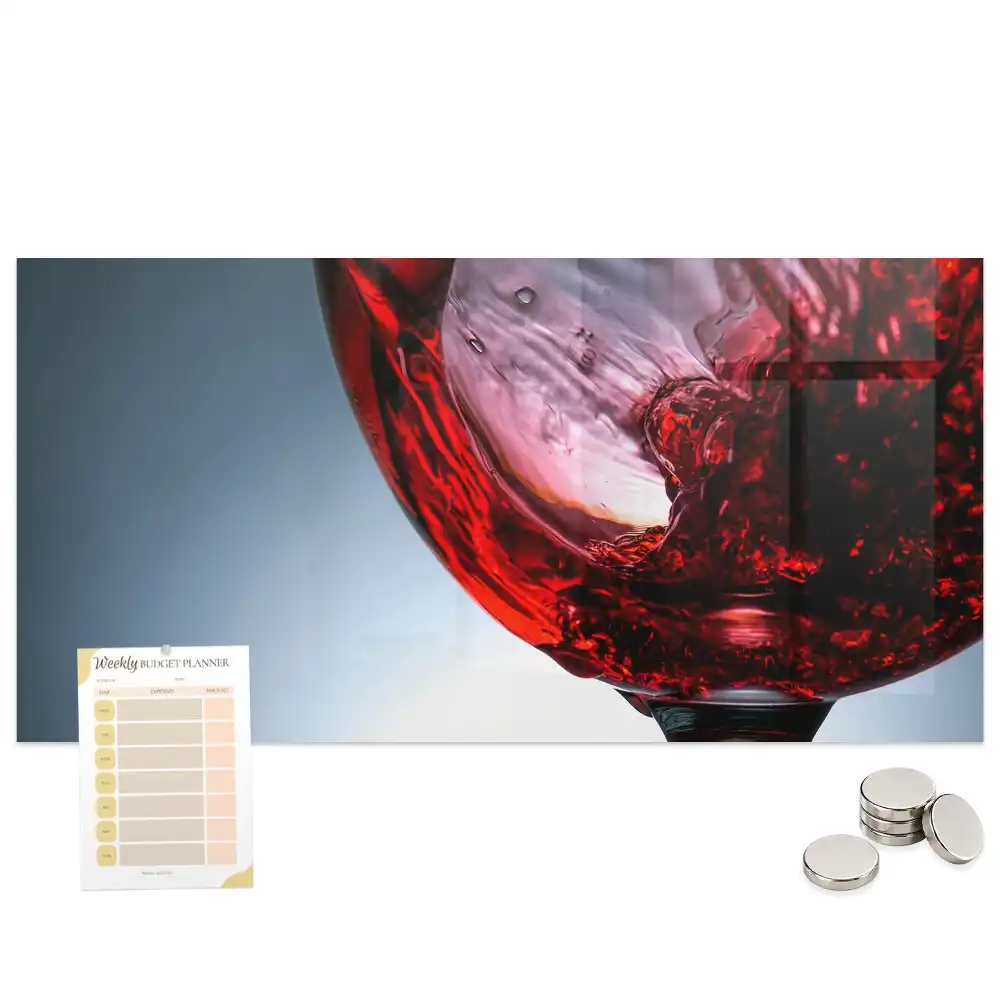 Tableau en verre magnétique un verre de vin
