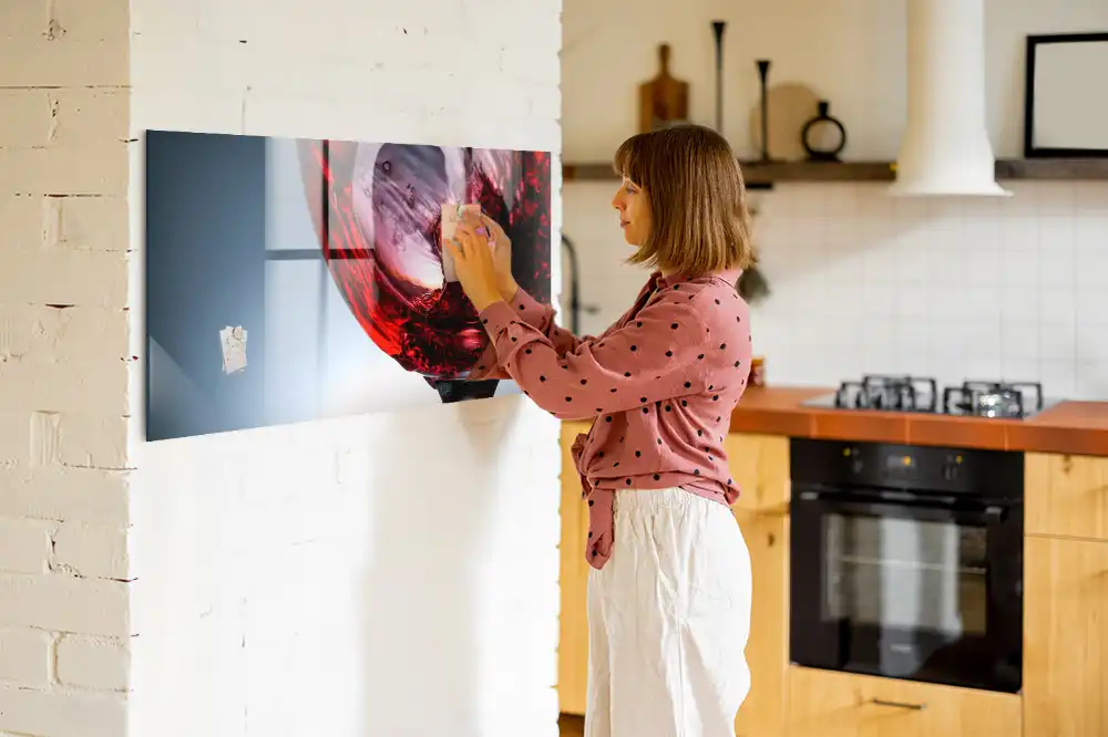 Tableau en verre magnétique un verre de vin