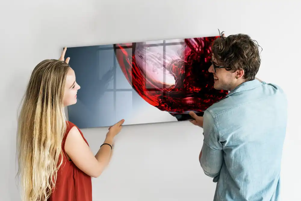 Tableau en verre magnétique un verre de vin