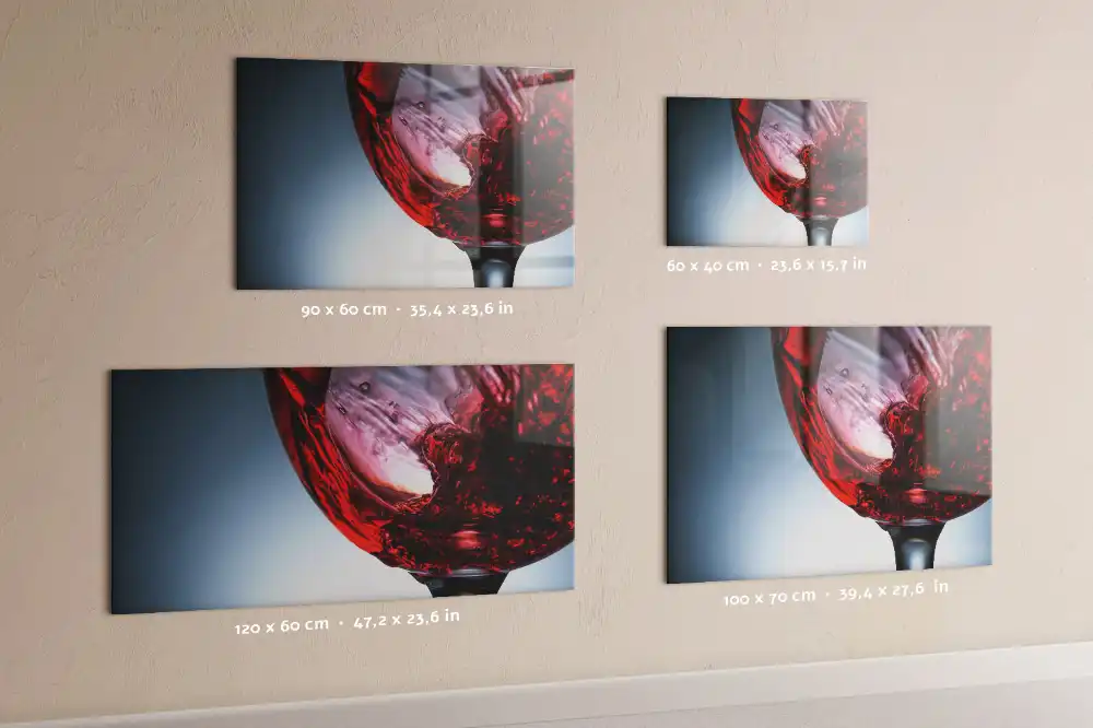 Tableau en verre magnétique un verre de vin