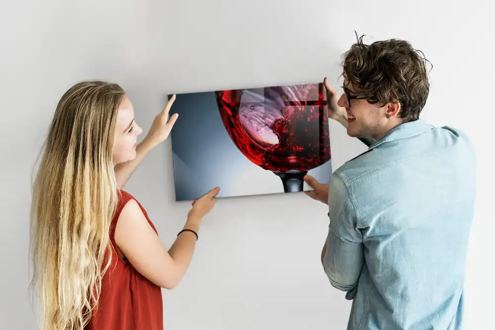 Tableau en verre magnétique un verre de vin