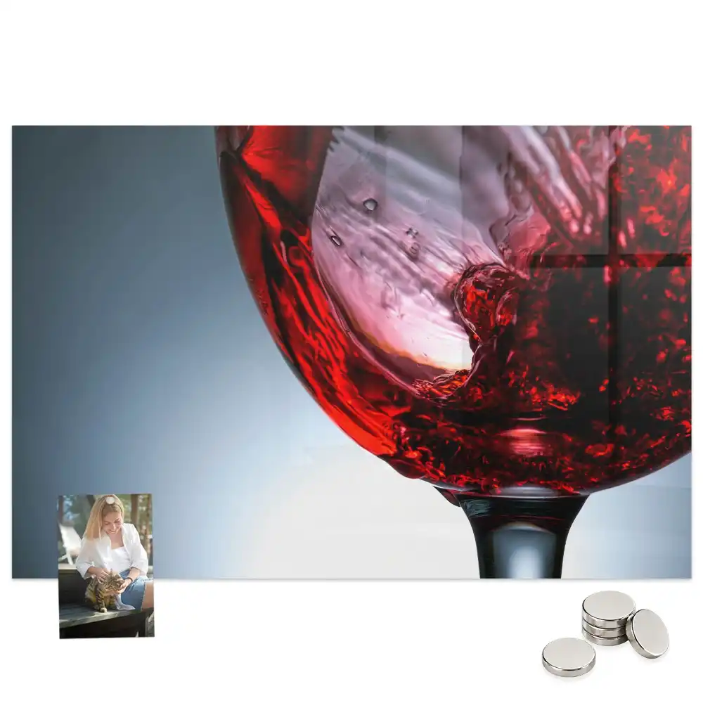 Tableau en verre magnétique un verre de vin
