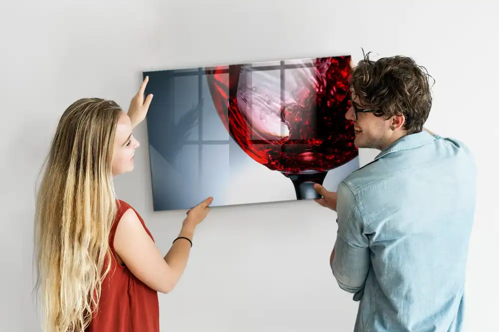 Tableau en verre magnétique un verre de vin