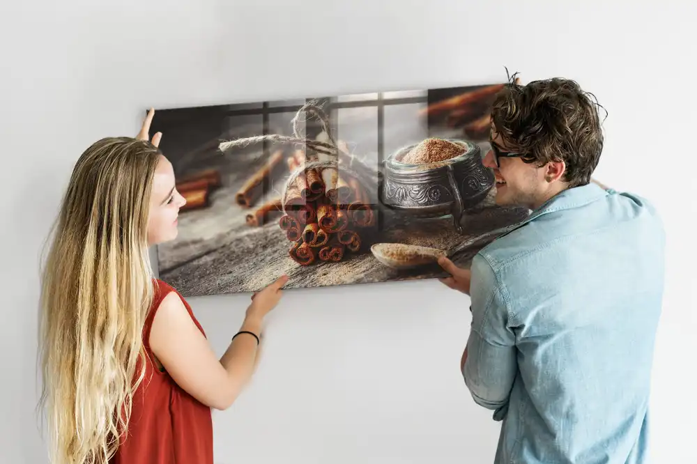 Tableau magnétique en verre couleur bâton de cannelle