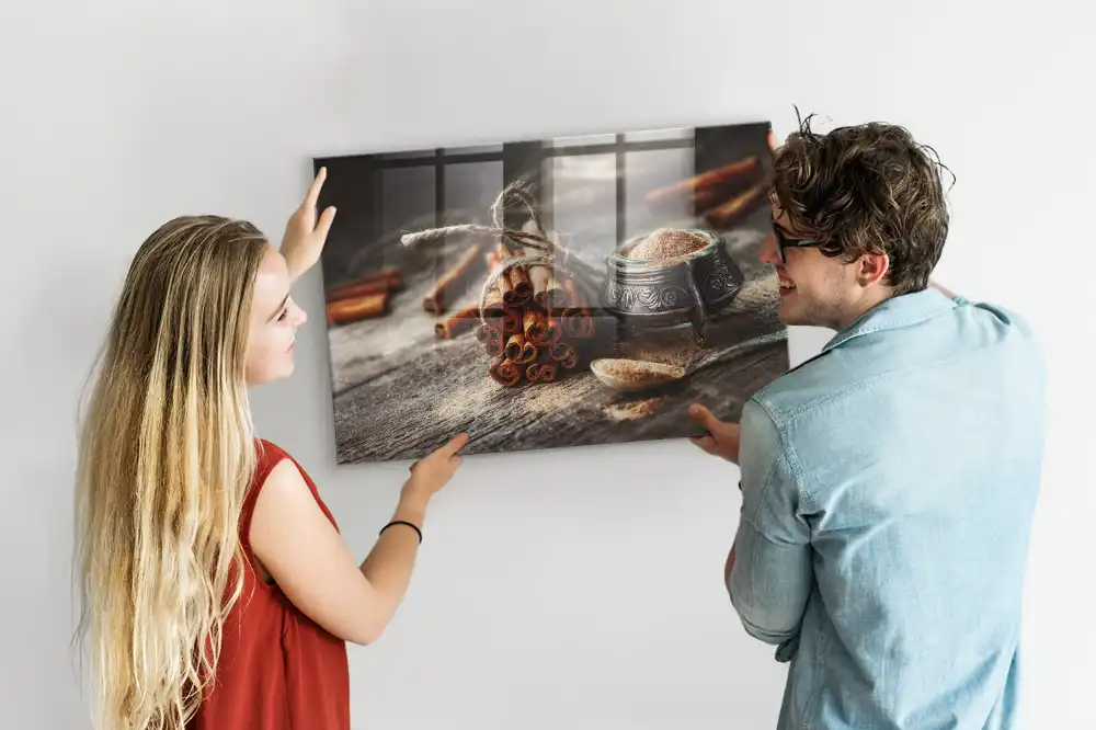 Tableau magnétique en verre couleur bâton de cannelle