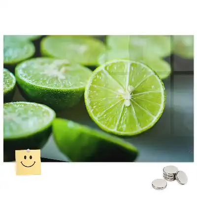 Tableau magnétique en verre motif tranches de citron vert