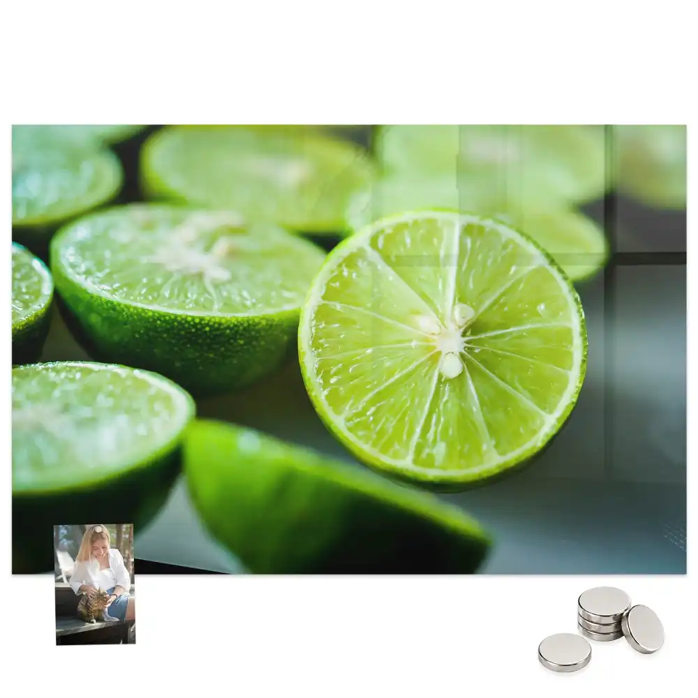 Tableau magnétique en verre motif tranches de citron vert