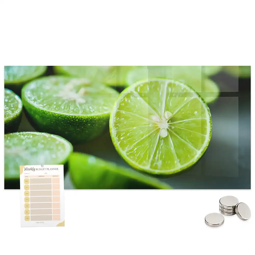 Tableau magnétique en verre motif tranches de citron vert