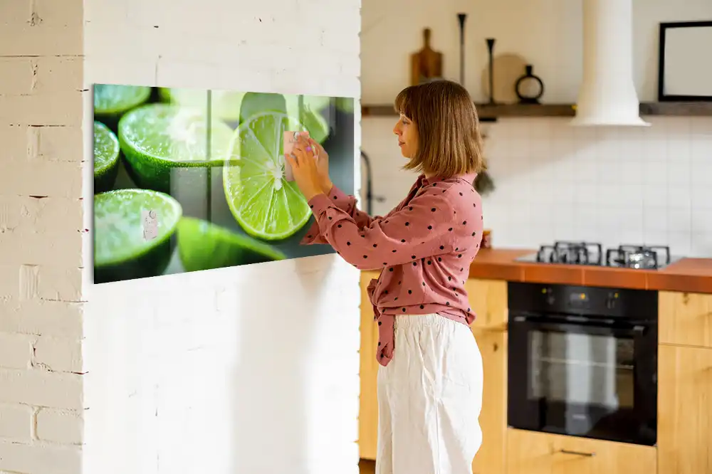 Tableau magnétique en verre motif tranches de citron vert