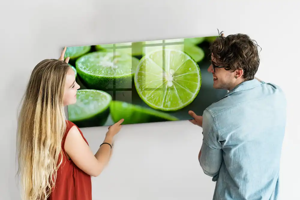 Tableau magnétique en verre motif tranches de citron vert