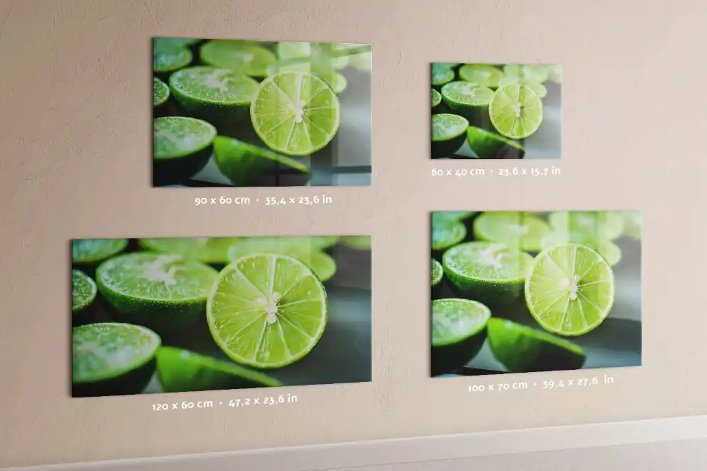 Tableau magnétique en verre motif tranches de citron vert
