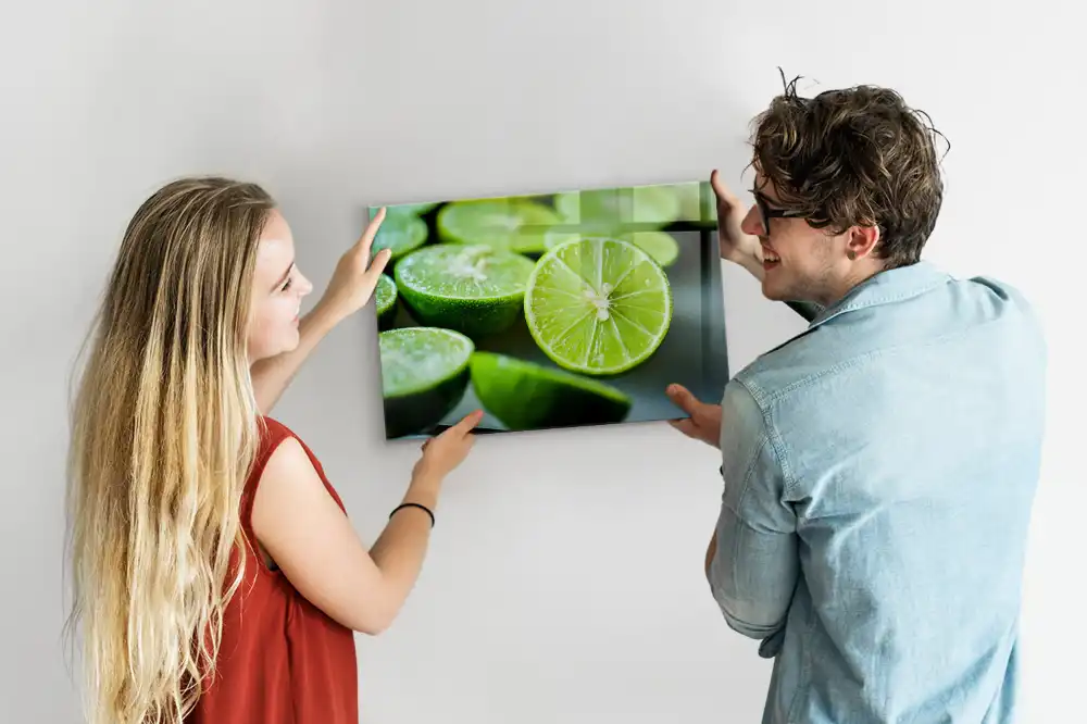 Tableau magnétique en verre motif tranches de citron vert