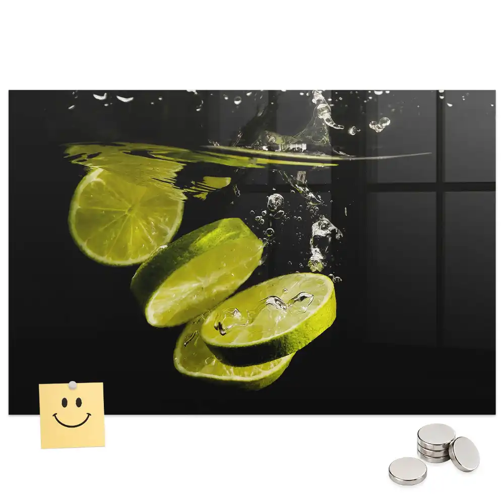 Tableau en verre magnétique motif agrumes acides