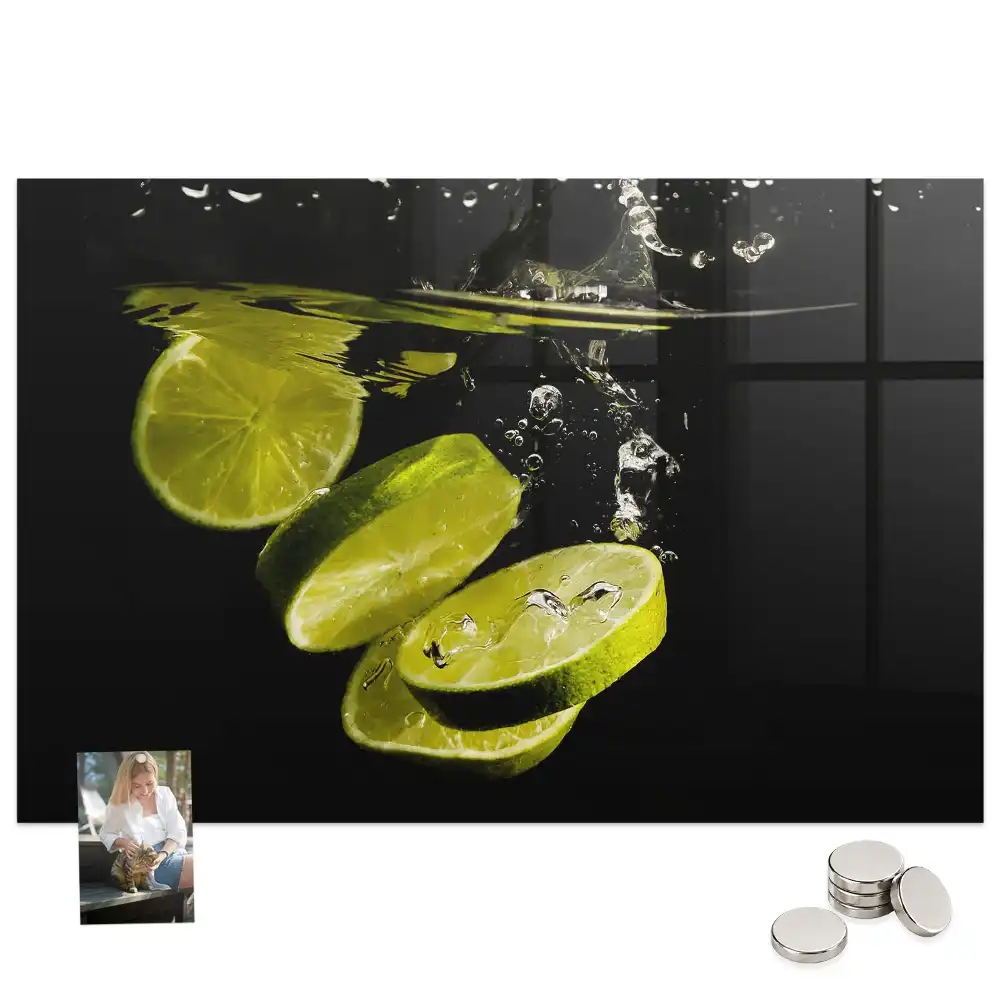 Tableau en verre magnétique motif agrumes acides