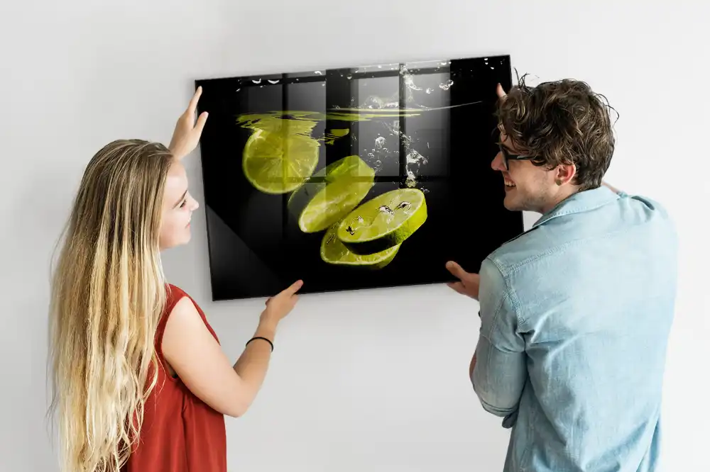 Tableau en verre magnétique motif agrumes acides