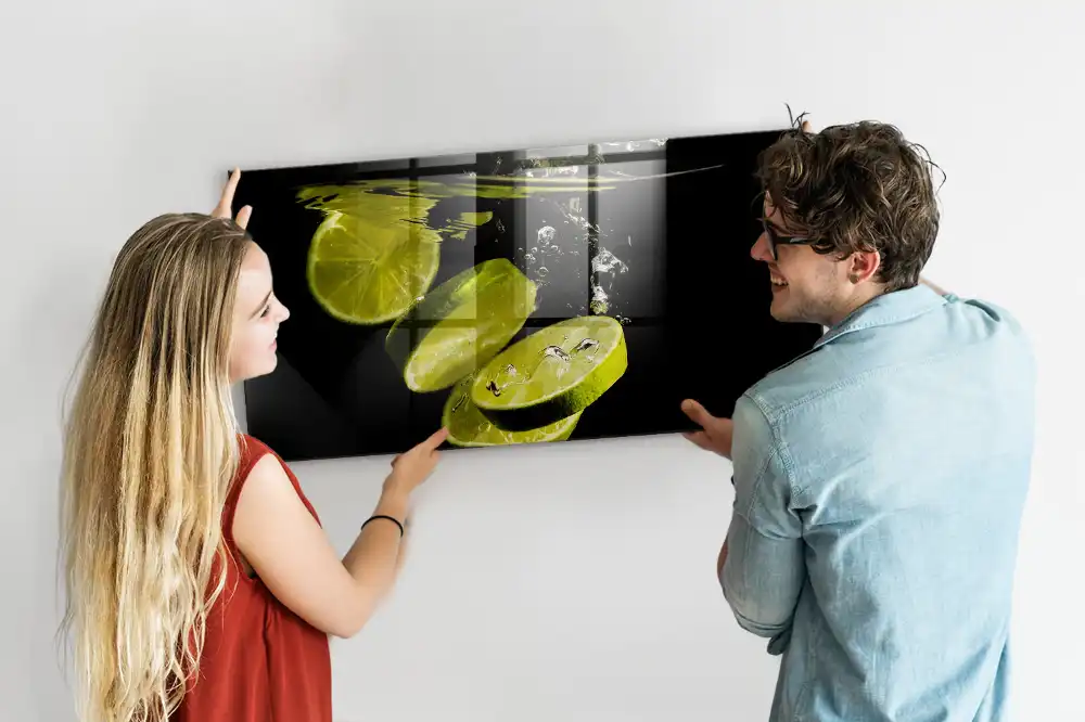 Tableau en verre magnétique motif agrumes acides