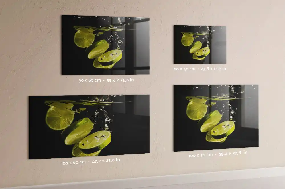 Tableau en verre magnétique motif agrumes acides