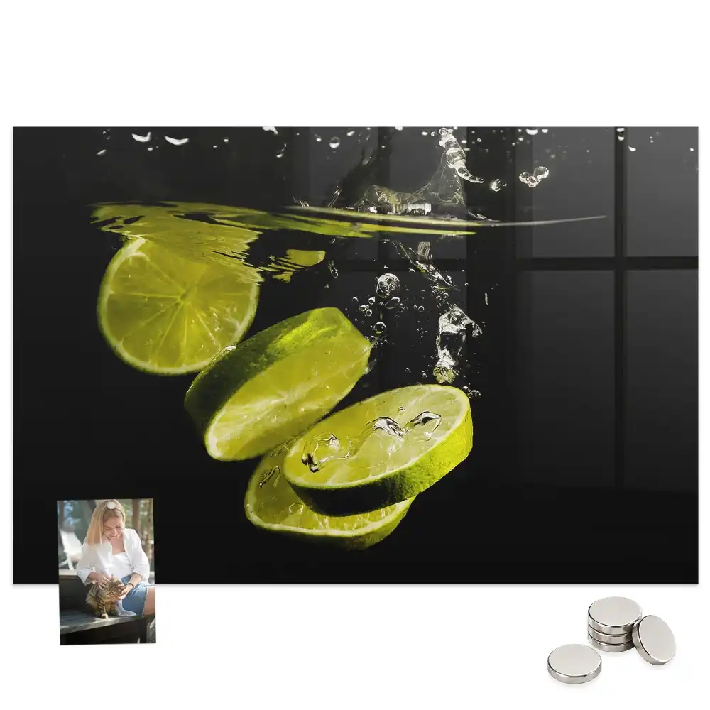 Tableau en verre magnétique motif agrumes acides