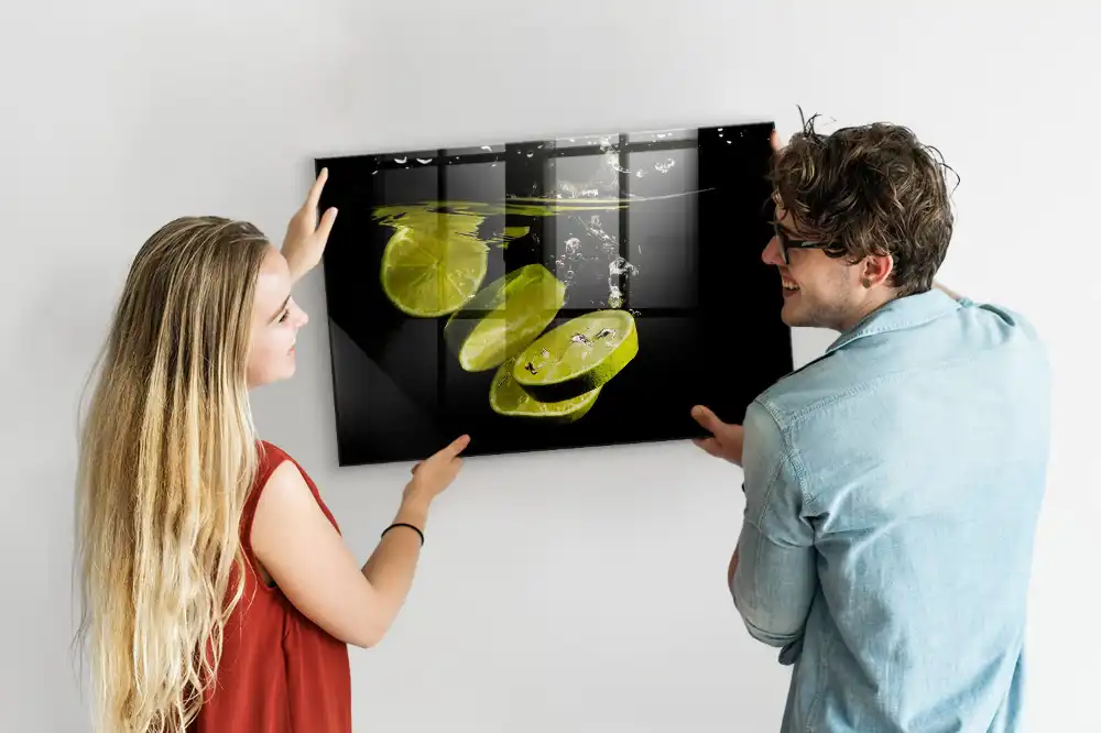 Tableau en verre magnétique motif agrumes acides