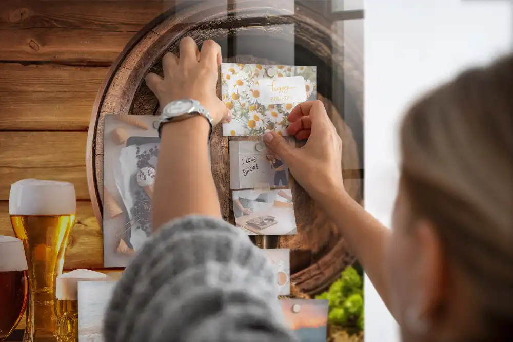 Tableau magnétique pour magnets en bois forme tonneau