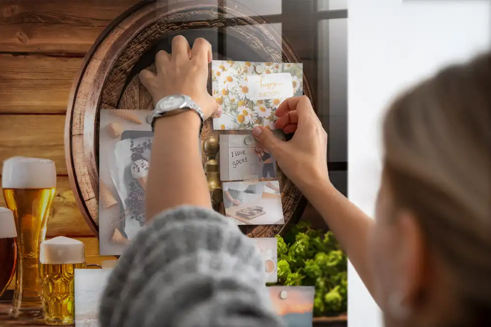 Tableau magnétique pour magnets en bois forme tonneau