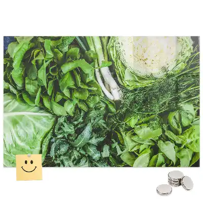 Tableau magnétique en verre motif légumes végétariens