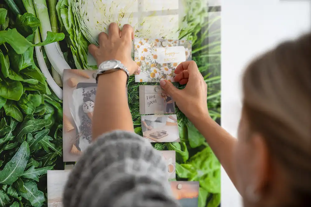 Tableau magnétique en verre motif légumes végétariens