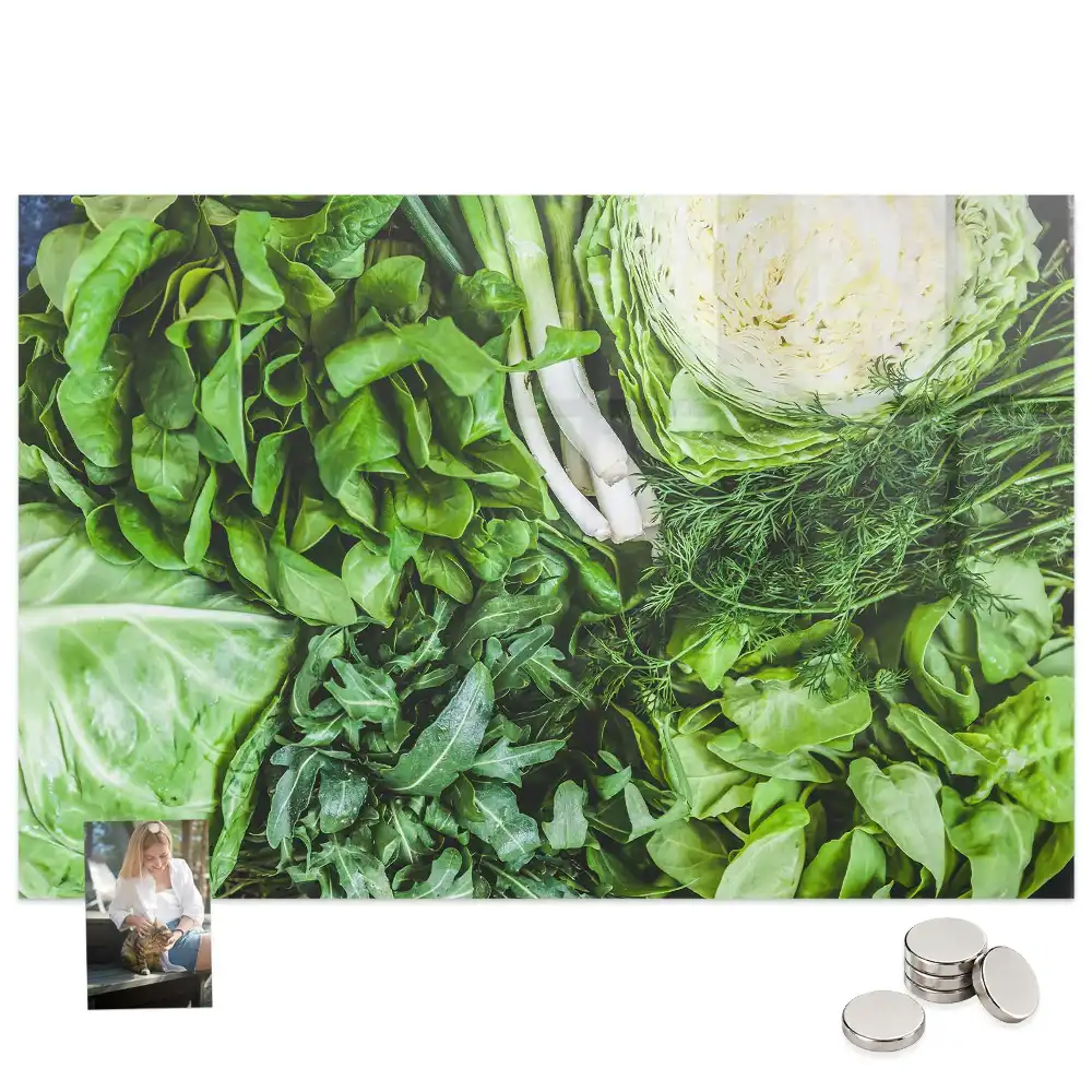 Tableau magnétique en verre motif légumes végétariens