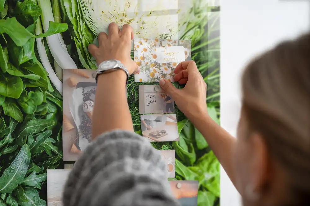 Tableau magnétique en verre motif légumes végétariens