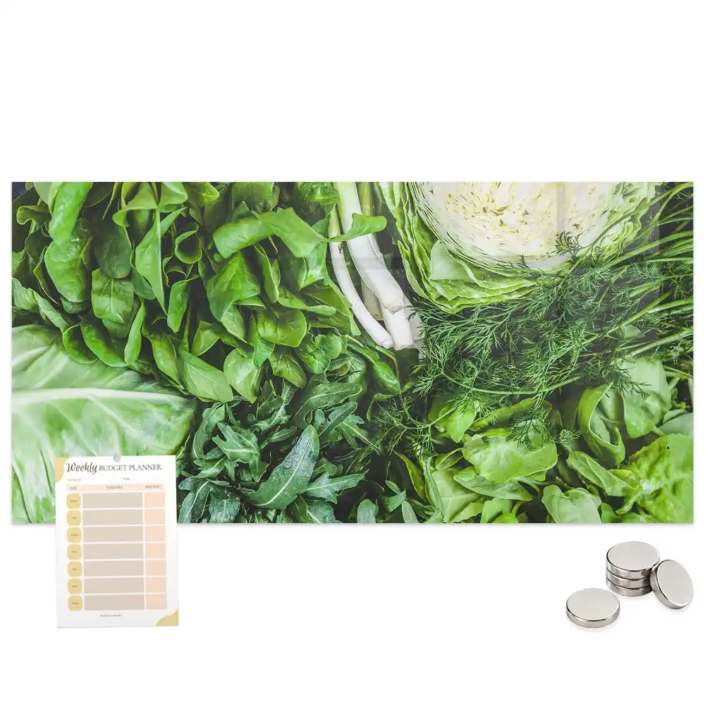 Tableau magnétique en verre motif légumes végétariens