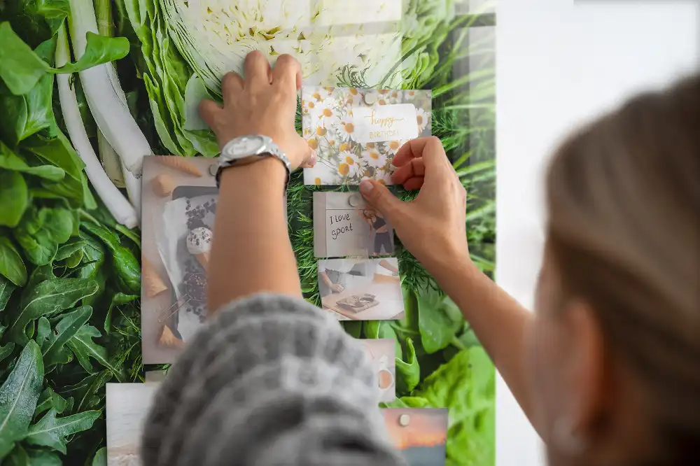 Tableau magnétique en verre motif légumes végétariens