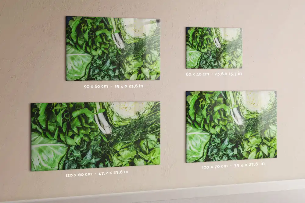 Tableau magnétique en verre motif légumes végétariens