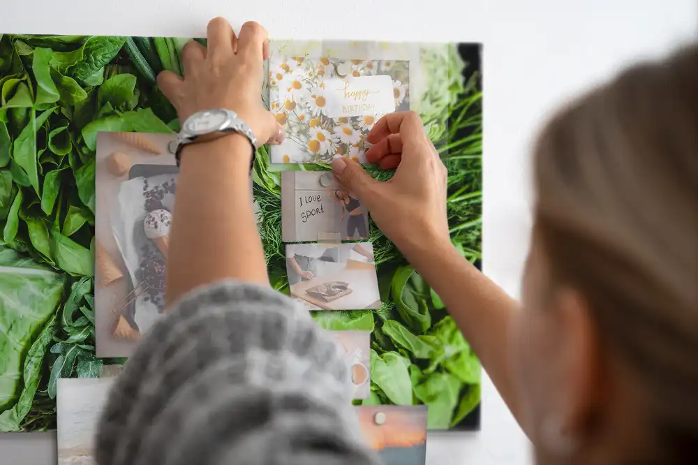 Tableau magnétique en verre motif légumes végétariens