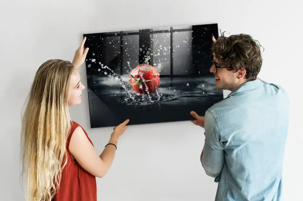 Tableau en verre magnétique motif légumes rouges
