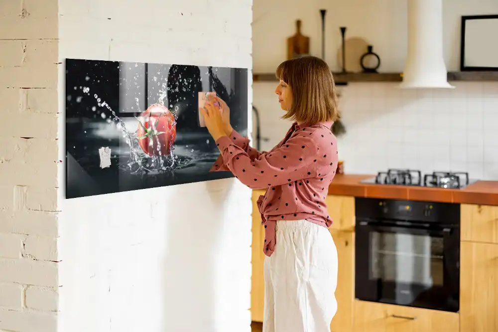 Tableau en verre magnétique motif légumes rouges