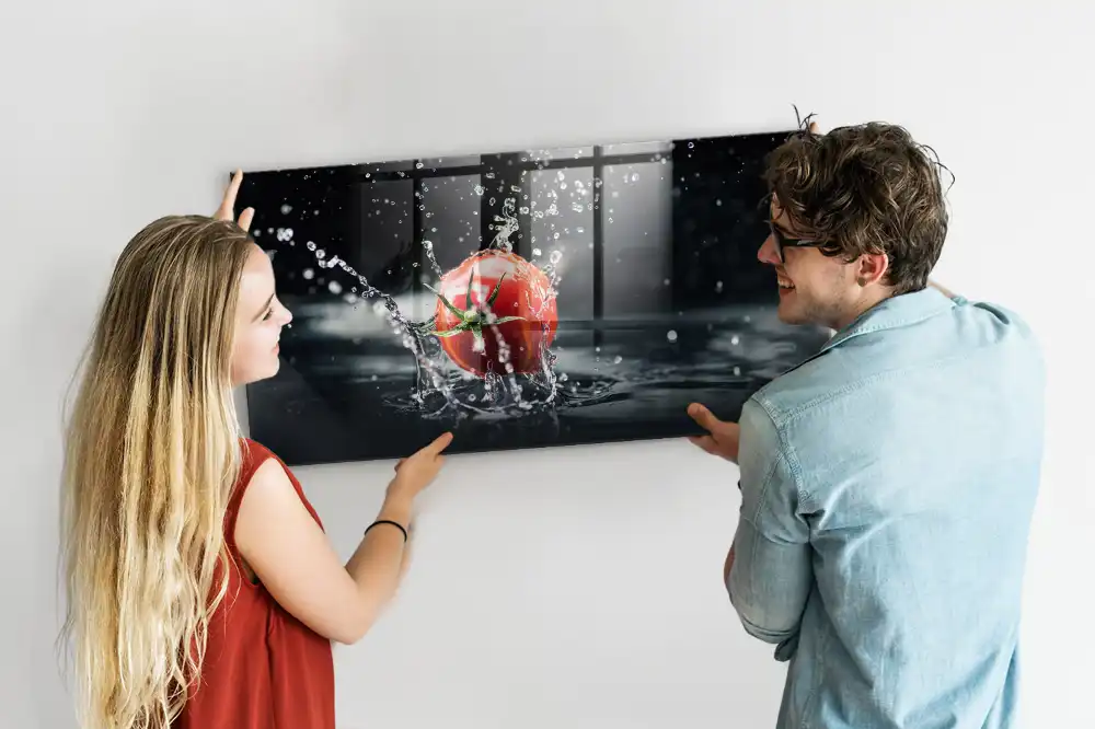 Tableau en verre magnétique motif légumes rouges